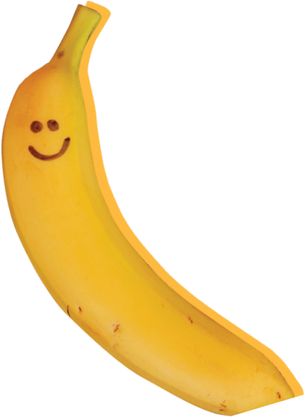 笑顔の黄色いバナナ