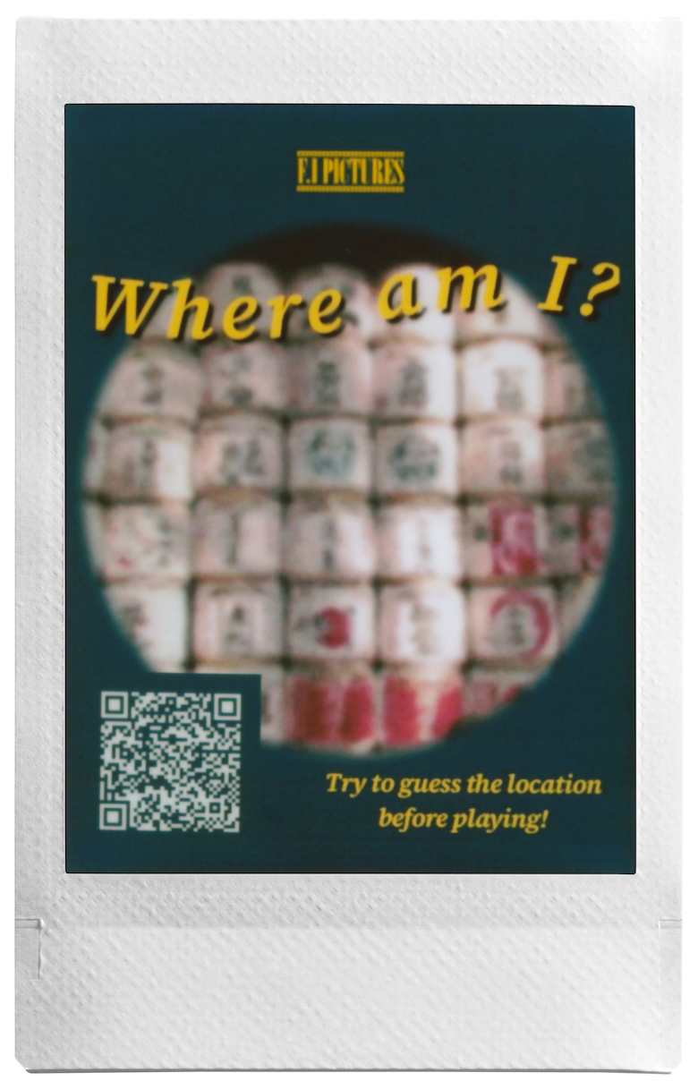 「Where am I?」と印字されたQRコード付きのチェキプリント