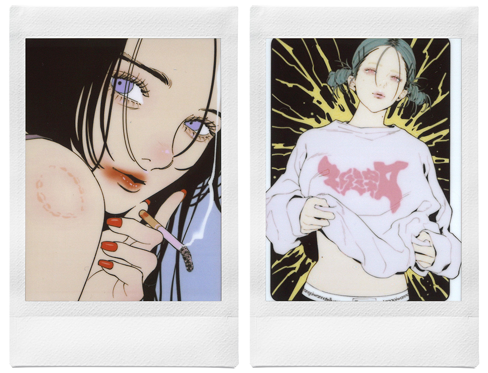 チェキプリントにした2枚のイラスト