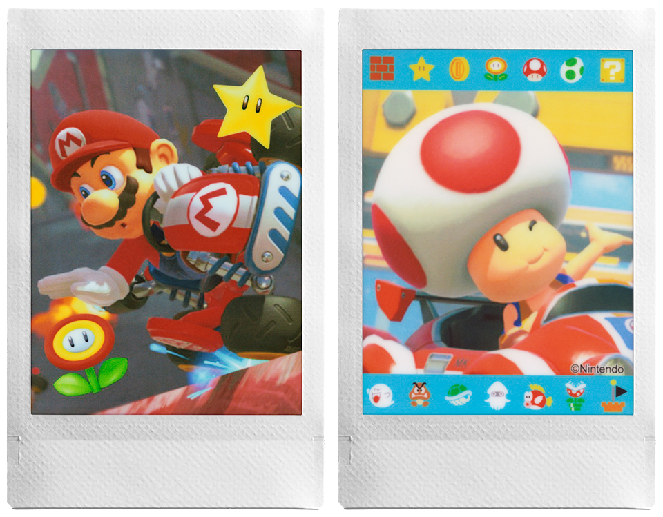 ゲームシーンにフレームやステッカーを加えたチェキプリント